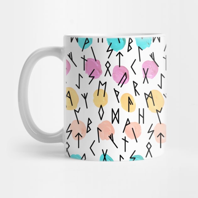 Runes & Colorful Paint Dots Pattern by El Onix